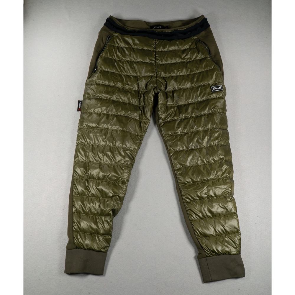 RLX Ralph Lauren Quilted Puffer Jogger Pants Polartec Olive Green Mens Large